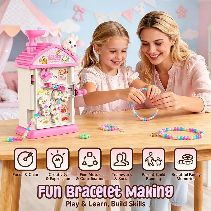MAGTHIC Charm Bracelet Making Kit- Automatic Hand-Crank Pink House Toys that - Image 3