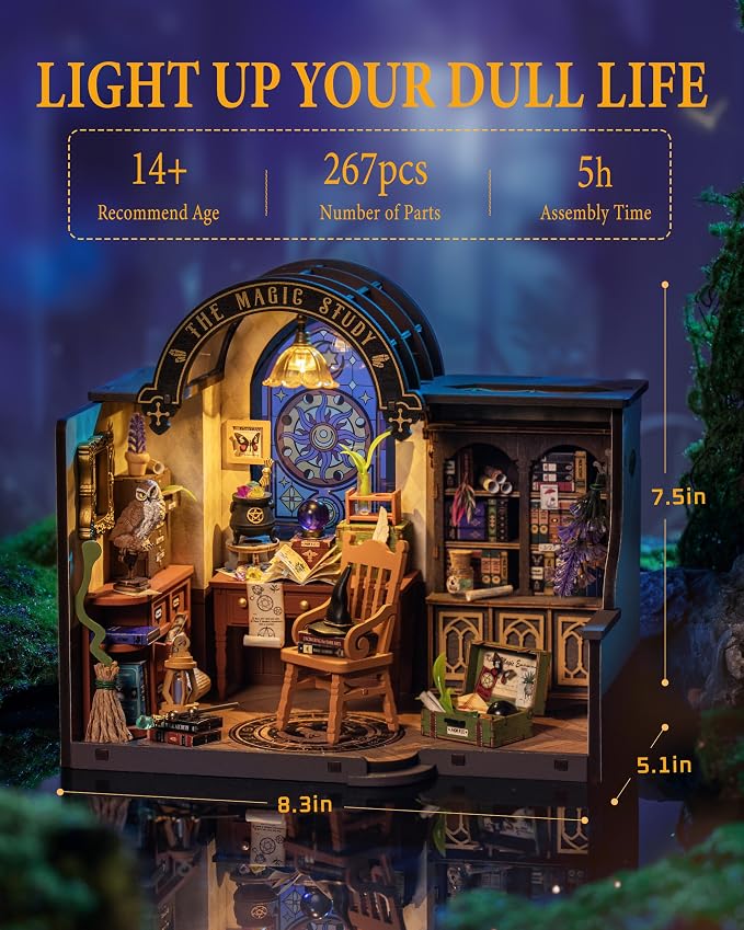 Rowood Magic Study Miniature House Kit, DIY Miniature Dollhouse Kits - Image 2