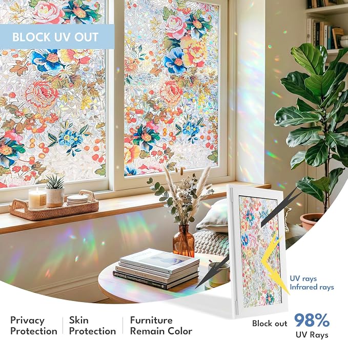 ADD.HERES Window Privacy Film, Stained Glass Decorative Static Cling, Removable - Image 4