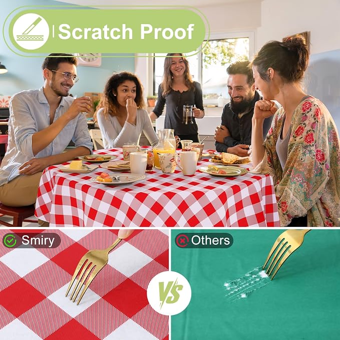Smiry Plastic Table Cloth, Waterproof Vinyl Tablecloth - Image 4
