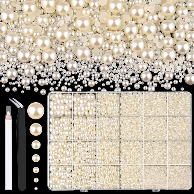 13000Pcs Flatback Pearls for Crafting, Bedazzling Bead for DIY Crafts Clothing by TINKRSTUFF