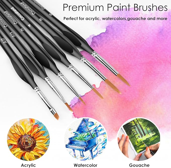 Miniature Paint Brushes, Micro Detail Paint Brush Set, Triangular Grip Handles - Image 5
