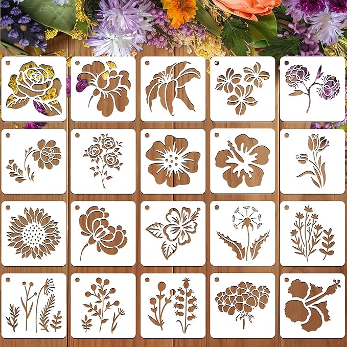 JULMELON Flower Stencils for Wood by JULMELON