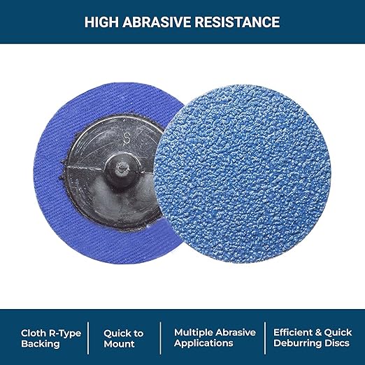 Benchmark Abrasives 2 Inch Sanding Discs Quick Change Zirconia - Male R Type Backing Drill & Die Grinder Sanding Disc for Deburring Polishing Rust Remover for Metal Paint Stripper (25 Pack), 40 Grit