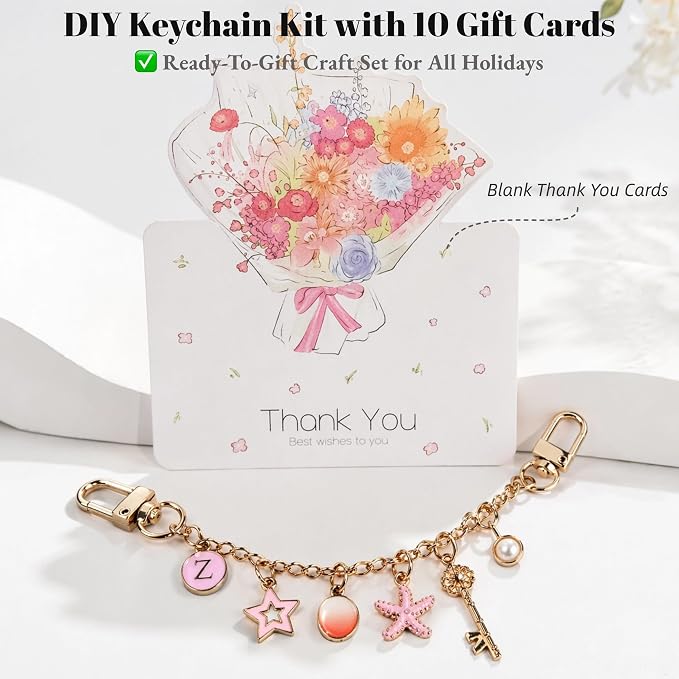 Kupor 460Pcs DIY Keychain Making kit, 7 Themes DIY Bag Charm kit, 78 Letter Sets - Image 4