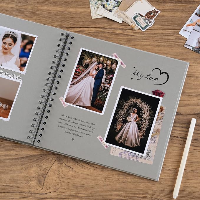 potricher 10 x 10 Inch DIY Scrapbook Album 40 Pages Hardcover Kraft Paper Scrap - Image 3
