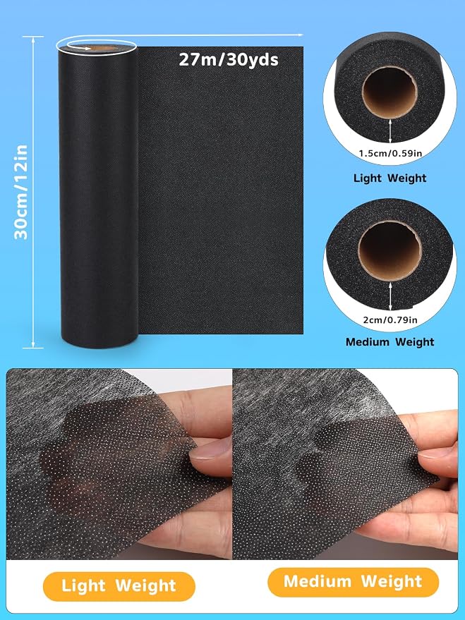 Black Medium Weight Fusible Interfacing - Image 2