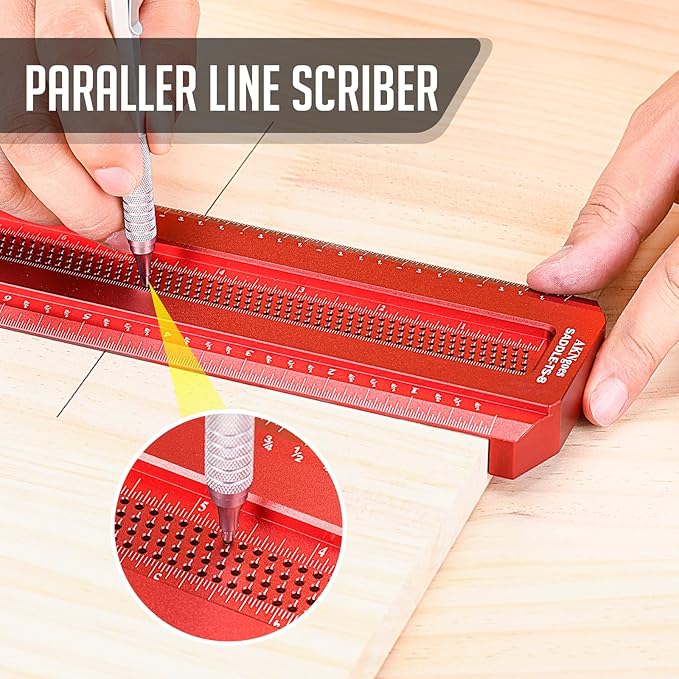 Woodworking Saddle T-Square Ruler 6in, T-Square for Carpenter Work, Layout and Measuring Tools