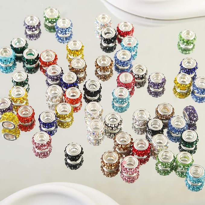 400 Pieces Large Hole Beads Mixed Color Rhinestone European Beads Large Hole - Image 3