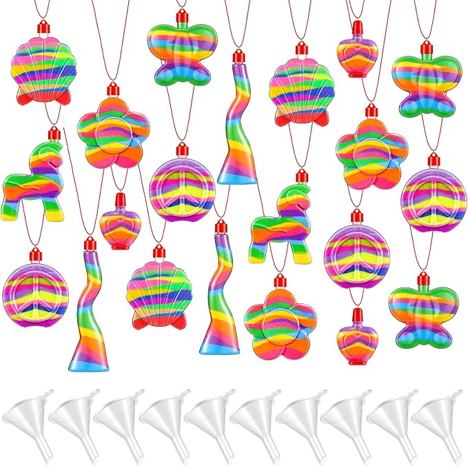 Zubebe 20 Pieces Sand Art Bottle Necklaces Bulk Art Containers Craft Kit Summer by Zubebe