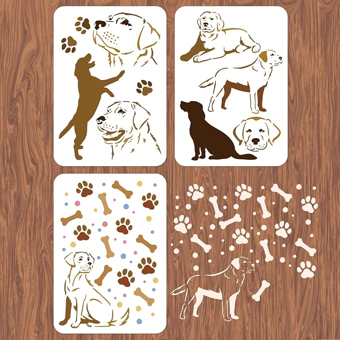 INFUNLY 3pcs Labrador Dog Wall Stencils - Image 2