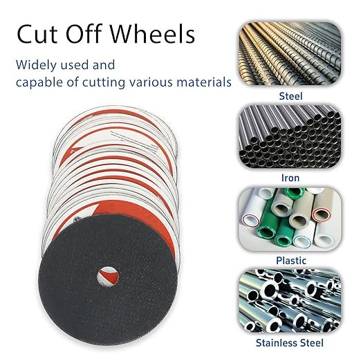 WFLNHB 100 Pack 6 Inch Cut Off Wheels for Metal and Stainless Steel Cutting Discs for Angle Grinders 6 x .045 x 7/8 Inch