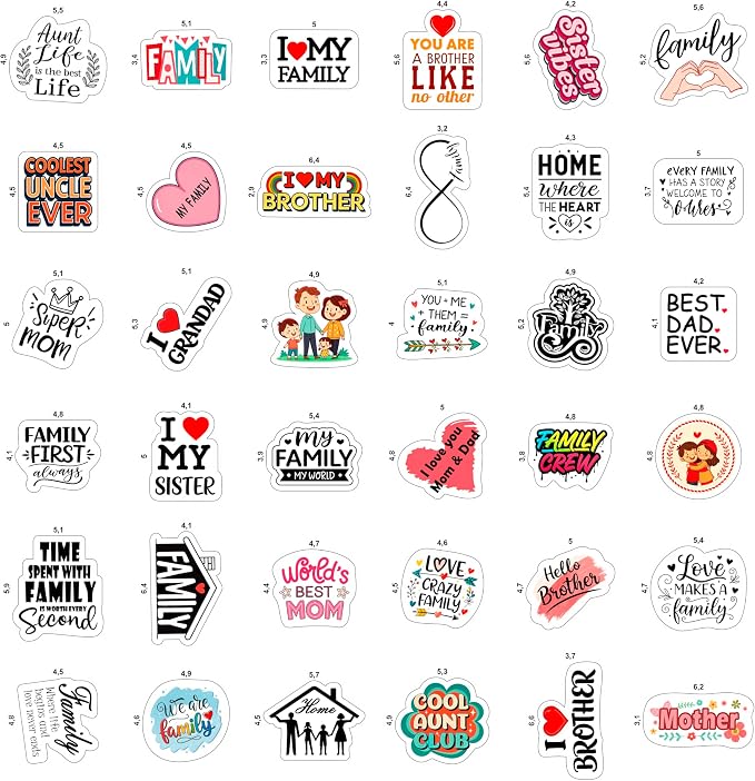 100Pcs Family Stickers for Scrapbooking, Water Bottle - Image 3