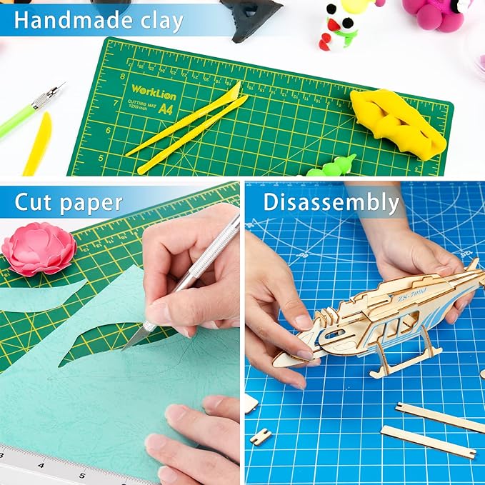 WORKLION Full 9" x 12" Art Self Healing PVC Cutting Mat, Double Sided, Gridded - Image 6