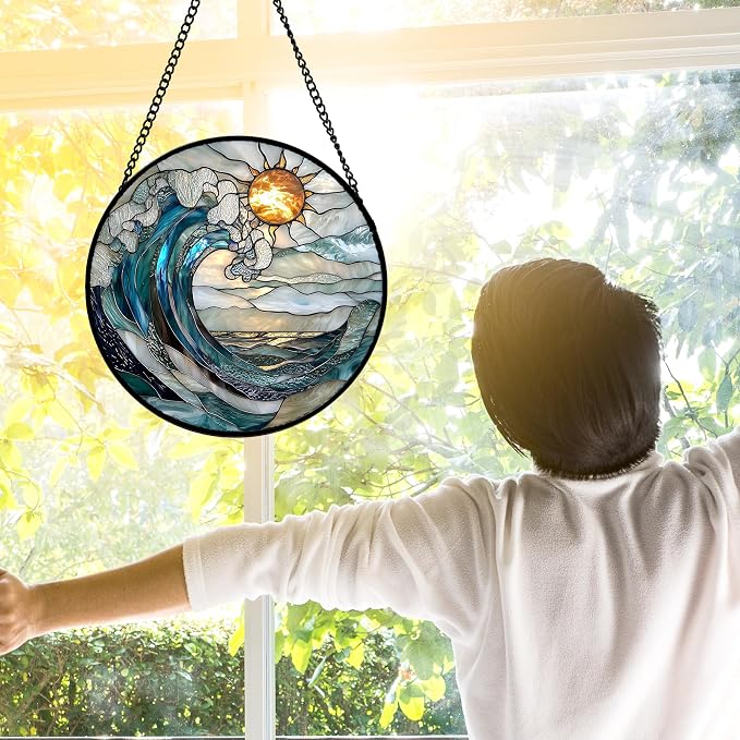DASTOLL Stained Glass Window Hanging, and Mom 9.8 in - Image 5
