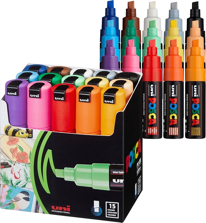 posca Acrylic Paint Markers, 8K Broad Bold Thick Chisel Tips, Artist by Unknown