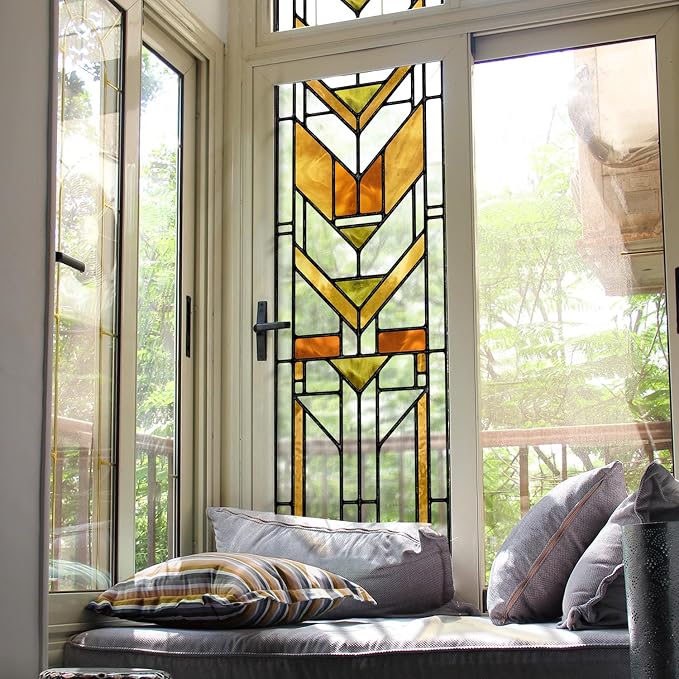 Faux Stained Glass Effect Transparent Window Film, Original Hand Drawn Static by Flortlias