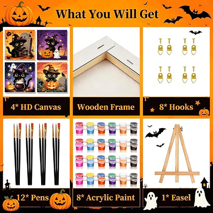 Arttoplus 4 Pack Halloween Paint by Numbers Kit - Image 6