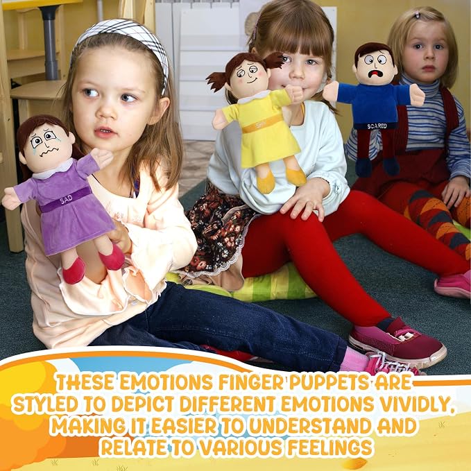 Lenwen 6 Pcs Feelings Hand Puppets - Image 7