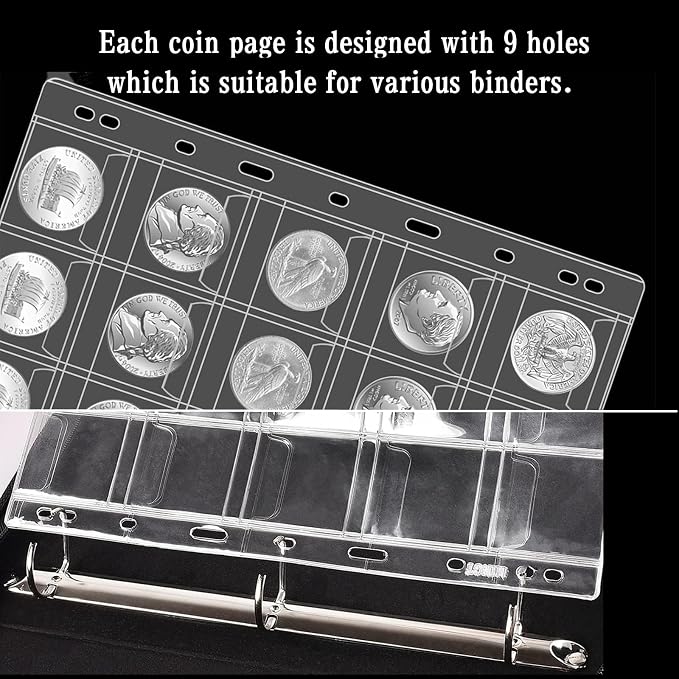 10 Sheets Coin Collection Pages, Coins Pocket Page - Image 4