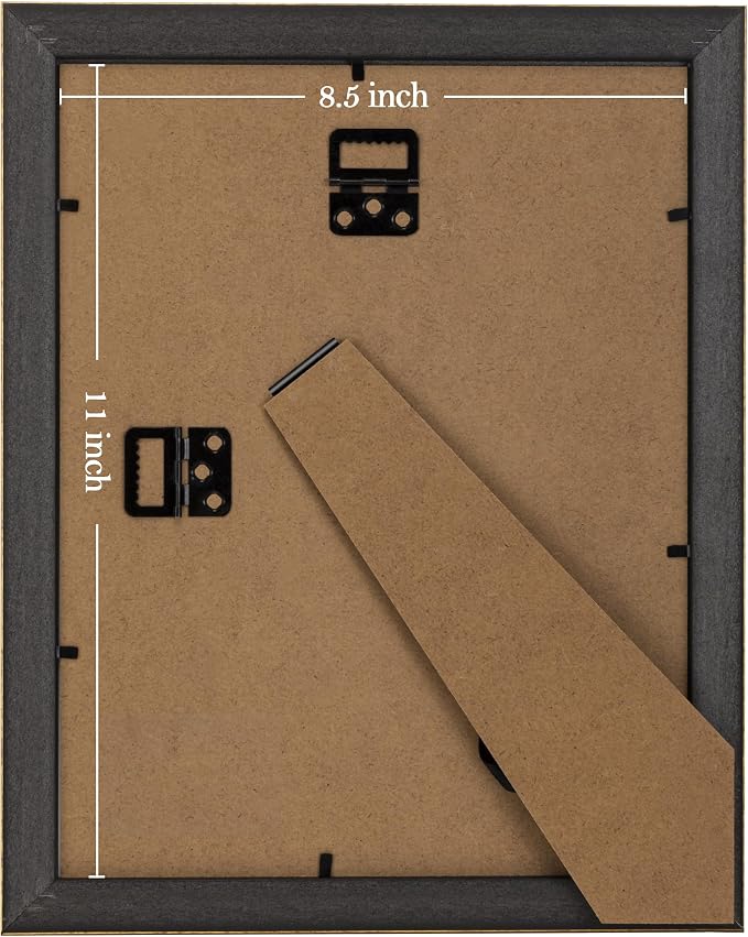 eletecpro 8.5x11 Vintage Picture Frame, Glass Cover, Horizontal or Vertical - Image 4