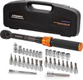 1/4-Inch Drive Click Torque Wrench Set, 33Pcs Bike Torque Wrench (1-25 N.M/10-222.5IN.LB), Bike Torque Wrench Set with Extension Bar for Bicycle Maintenance