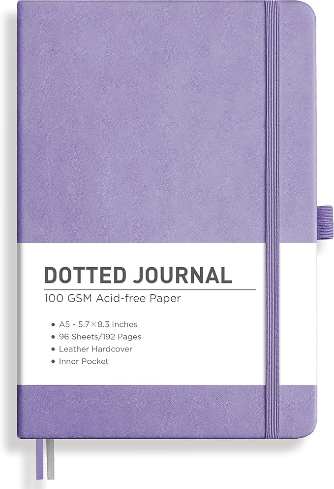 RETTACY Dotted Journal Notebook, 192 Pages, A5 Medium Size | Leather Hardcover by RETTACY