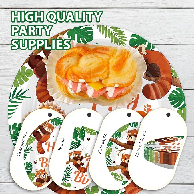 96Pcs Red Panda Birthday Party Decorations - Image 6