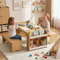 Kids Table and Bench Set, Montessori Kids Table and Chair Set, Indoor Wooden by Callales