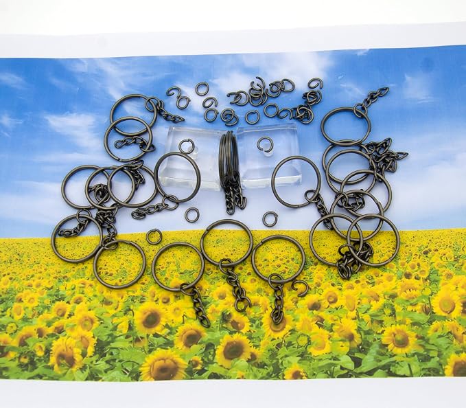 50Sets 1 inch Keychain Rings Gun Black Split Round Key Ring - Image 4