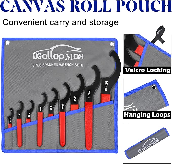 9Pcs Coilover Spanner Wrench Set, Universal Spanner Wrenches Motorcycle Shock Wrench Adjustable Carbon Steel ATV Coil Over Adjustment Tool (Blue)