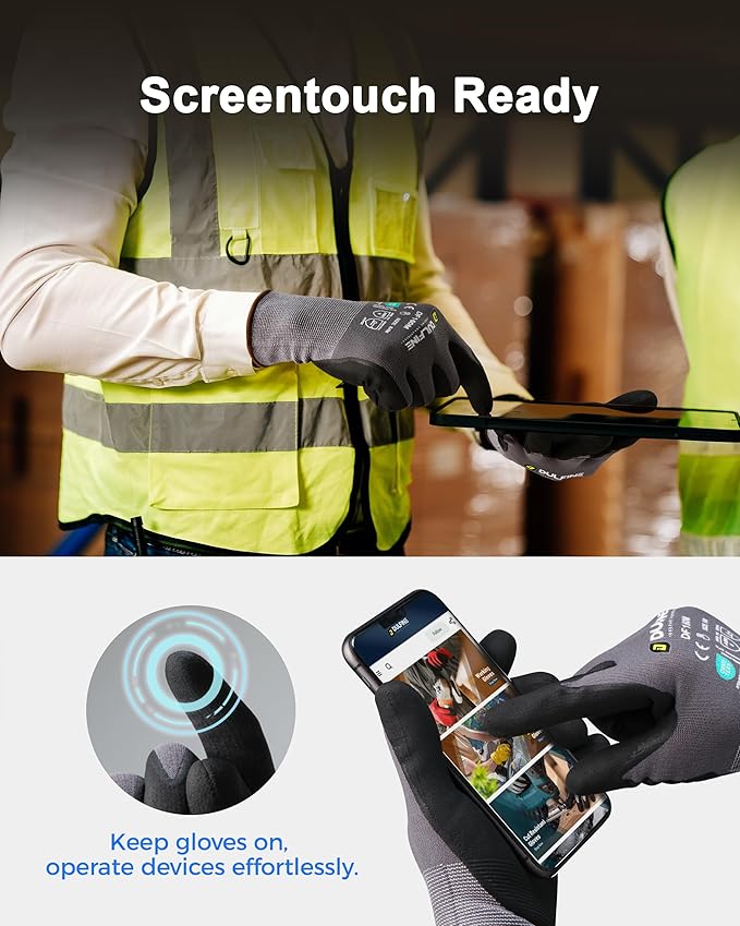 Safety Work Gloves MicroFoam Nitrile Coated-3 Pairs Pack,Red Seamless Knit Nylon Glove with Black Micro-Foam Nitrile Grip,Ideal for General Purpose,Automotive,Home Improvement,Painting(XX-Large)