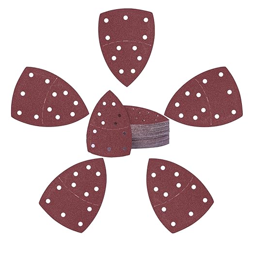 50PCS Mouse Detail Sander Sandpaper 11 Holes 80 Grit Hook and Loop Mouse Sanding Sheets for Mouse Sanders Abrasive Pads for Precision Sanding