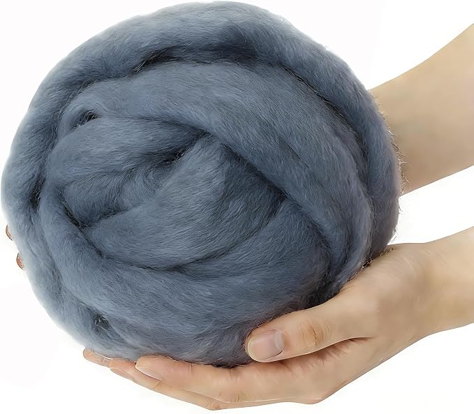 Wool Roving Dark Shadow, 3.4oz Needle Felting Wool, Perfect Felting Wool by %22VNAKER%22+Flagship