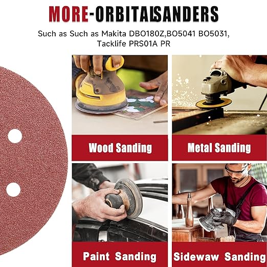 100 PCS 6 Inch Sanding Discs 180 Grit Hook and Loop Sandpaper, Round Orbital Sand Paper Discs for Sander