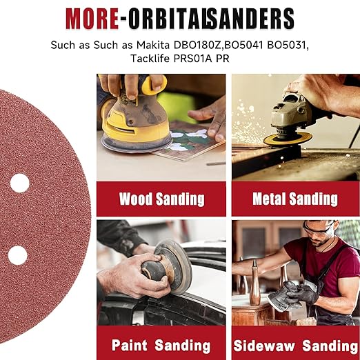 100 PCS 6 Inch Sanding Discs 120 Grit Hook and Loop Sandpaper, Round Orbital Sand Paper Discs for Sander