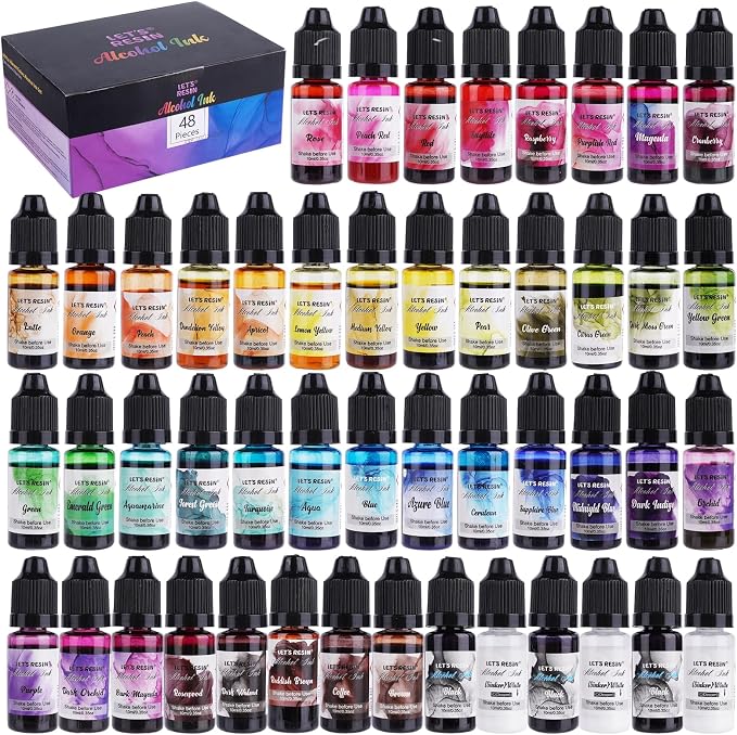 LET'S RESIN 48pcs Concentrated Alcohol Ink Set, Vibrant Color | Alcohol-Based by LETSRESIN