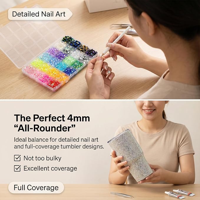 17000Pcs Rhinestones for Bedazzling, 4mm Bedazzler Kit - Image 4
