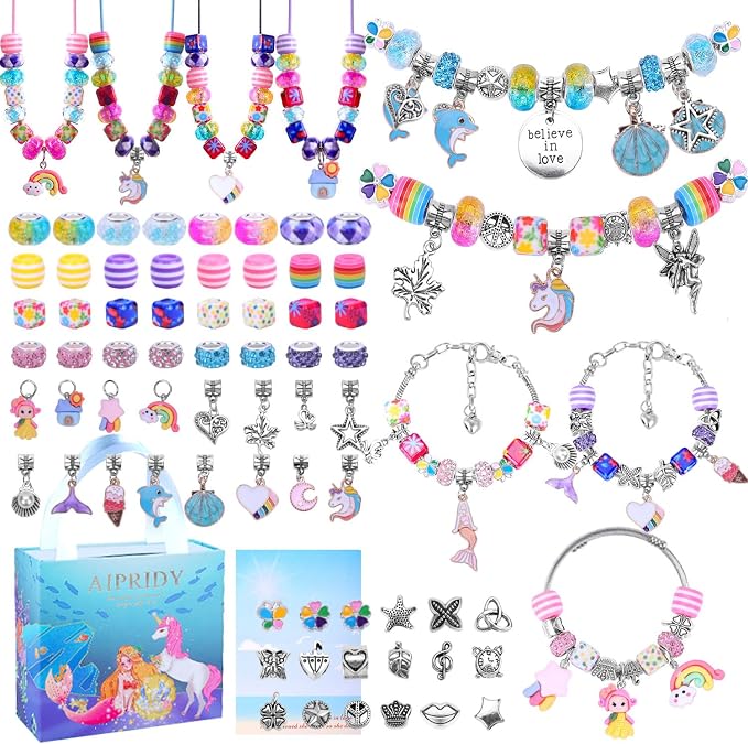 AIPRIDY Charm Bracelet Making Kit, Unicorn Mermaid Crafts Gifts Set Can by AIPRIDY