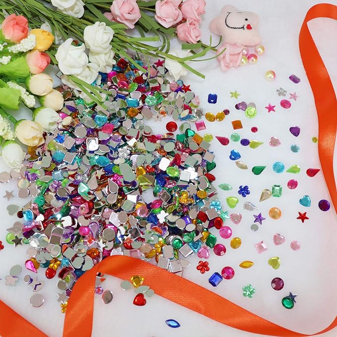 1200 Pcs Acrylic Flatback Rhinestones, 12 Different Shape Gems - Image 5