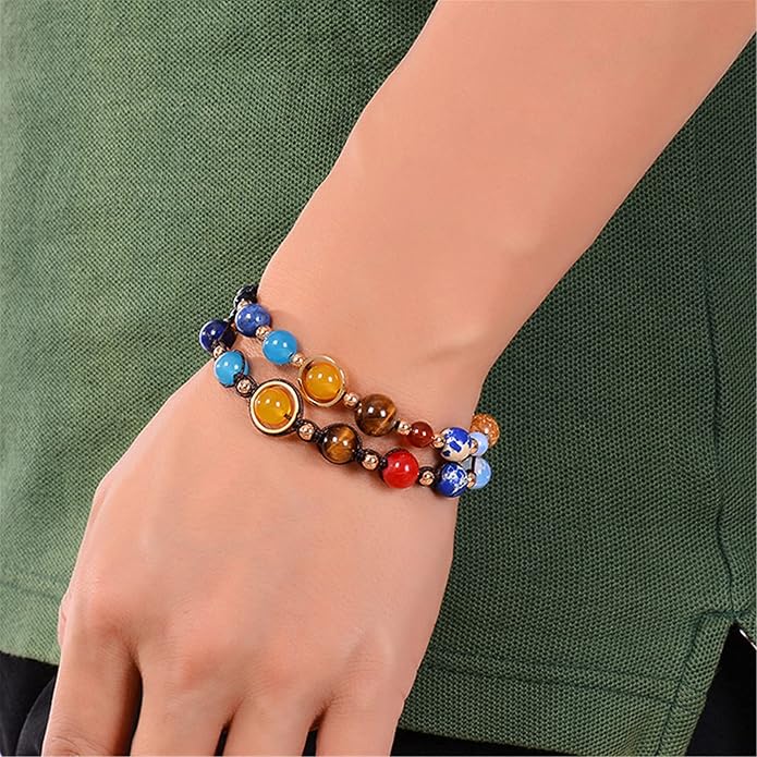 ONLYJUMP Planet Bracelet Solar System Universe Galaxy Bracelet Handmade Natural - Image 3