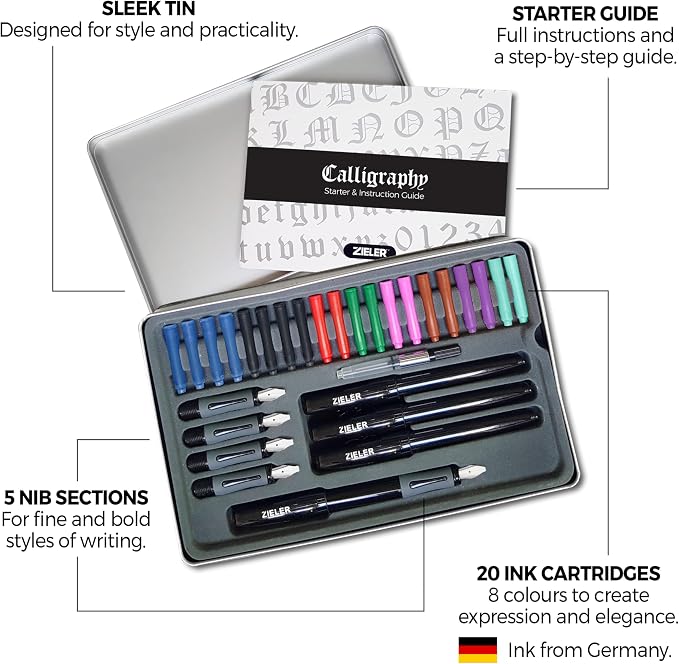 Zieler Ultimate Calligraphy Pen Gift Set, in a Tin Gift Box - Image 2