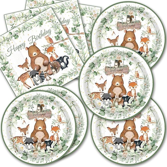 40Pcs Safari Jungle Animal Birthday Decorations Rustic Spring Forest Baby by Unknown