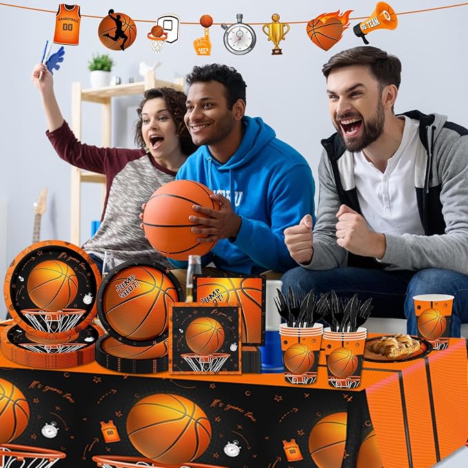 CMUSKO Basketball Party Supplies, Include Basketball Plates and Napkins - Image 3