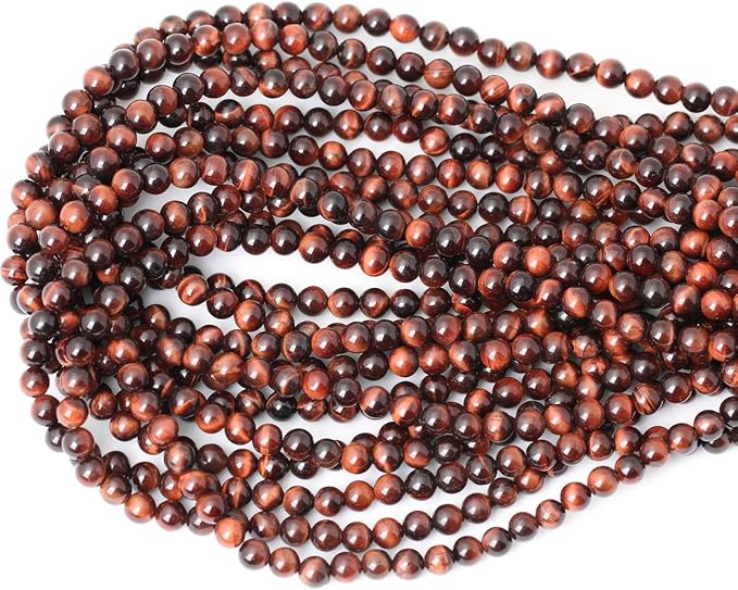 60PCS 6mm Natural Red Tiger Eye Gemstone Round Loose Beads - Image 3