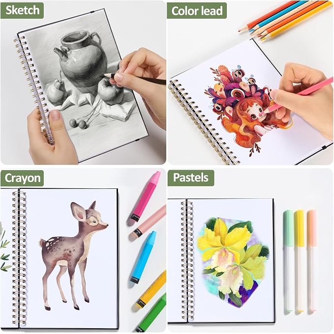 Forvencer 2 Pack Blank Spiral Notebook, 100GSM Thick Paper, Art Sketchbook - Image 7