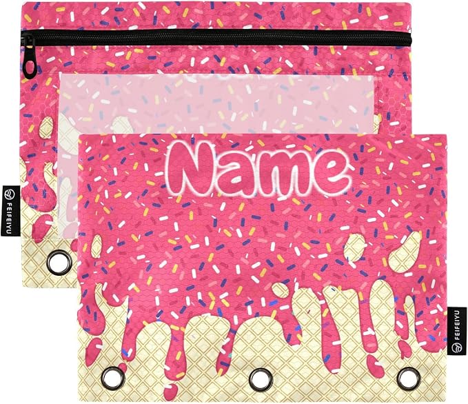 Custom Red Ice Cream Print Pencil Pouch by BOENLE-WELCOMEYOURCOMING