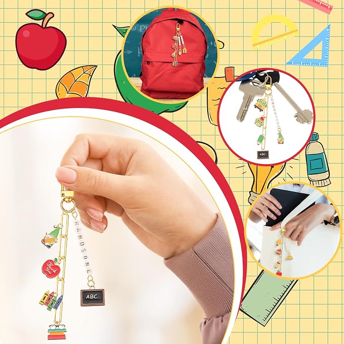 CraftyDream 558 Pcs Teacher Charms Keychain Making Kit Back to School DIY Craft - Image 4