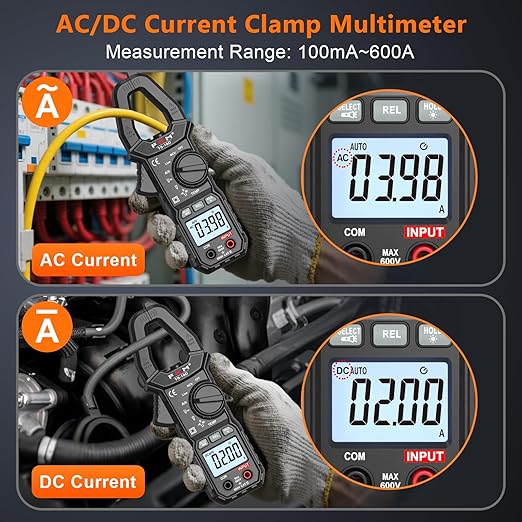 FKM Digital Clamp Meter Multimeter Tester TRMS 6000 Counts Auto-ranging Amp Smart Voltage Tester,for AC/DC Current,AC/DC Voltage,NCV Detection,Resistance,Capacitance,Continuity,Diode,Hz,Temp Test