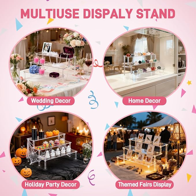 2 Packs Acrylic Display Stand Riser, 3 Tier Perfume Organizer Cupcake Stand | - Image 7